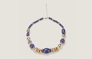 3104233 collier antique de corde bleue argentée