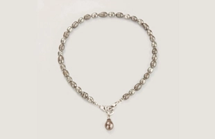 Collier de perles gris 3104226 avec pendentif en forme de larme