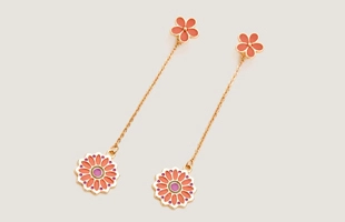 Boucles d'oreilles pendantes doublées de fleurs 3104195