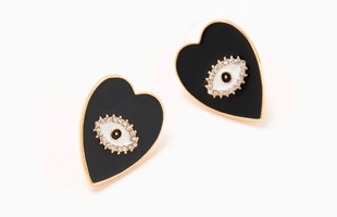 Boucles d'oreilles en or 3104193 et noir pour œil maléfique cœur