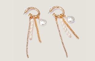 Boucles d'oreilles arceau 3104189 perle et chaîne à pompons