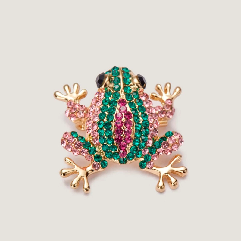 rhinestone frog brooch