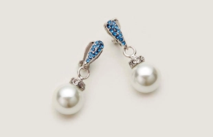 3104199 cristal et perle clip sur boucles d'oreilles