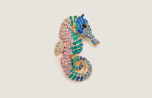 Broche en strass d'hippocampe 3104177