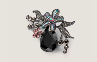 3104179 Broche Vintage Fleur Noire