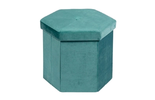 Tabouret de rangement pliable en velours hexagone 3504241