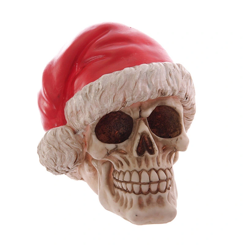 Christmas Santa Hat Resin Skull Ornament