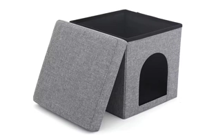 4305193 lin lin tissu animal de compagnie chat Cage gris foncé stockage pliant ottoman pas cher prix de gros fournisseur