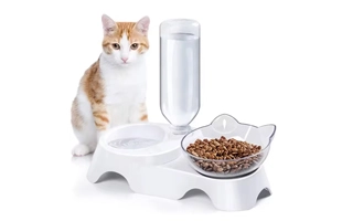 4305228 Automatique Cou Protecteur Chien Bol Alimentaire Distributeur 2 en 1 Set Sans Déversement Chat Auto Recharge D'eau Bol Alimentaire Pour Animaux De Compagnie Pas Cher Prix De Gros Fournisseur